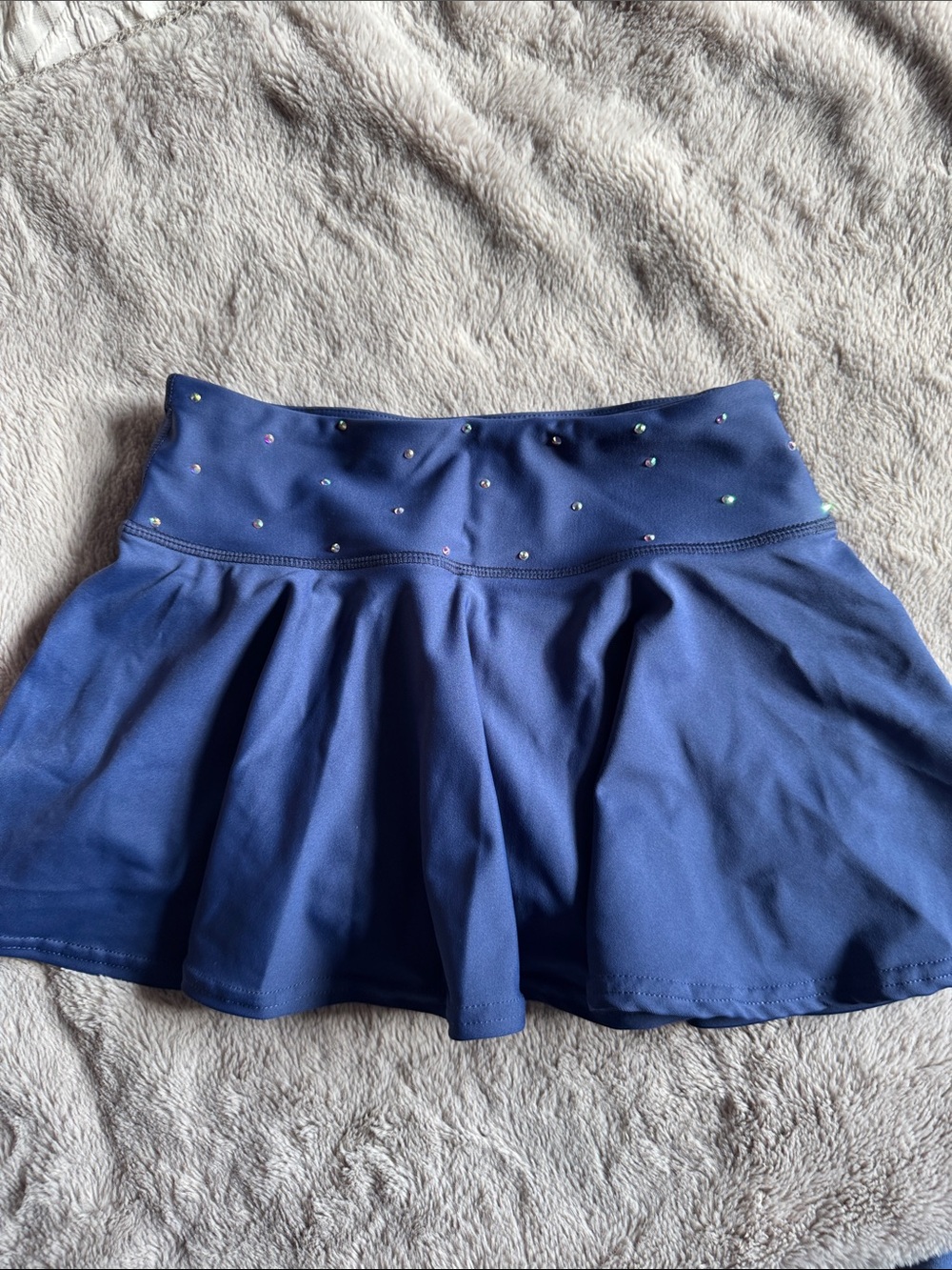 Girls' Rhinestone-Trim Navy Cheer Skirt - Picture 2 of 4